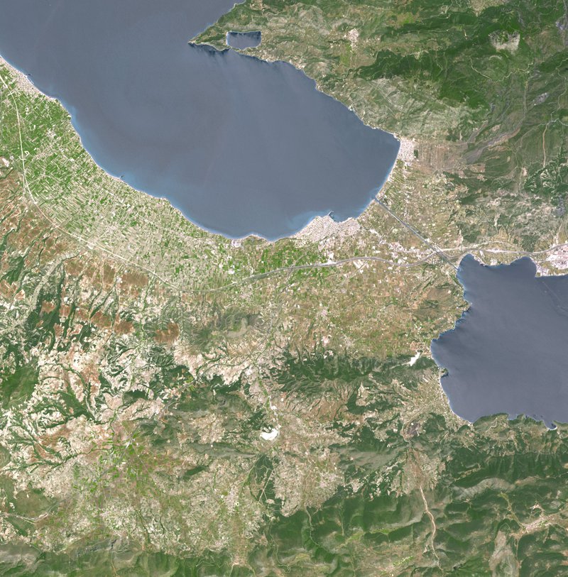 Satellite image of the Corinthia, no spectral change.