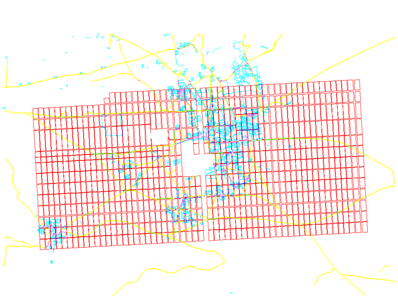 Modern roads and houses on the drawing board plan